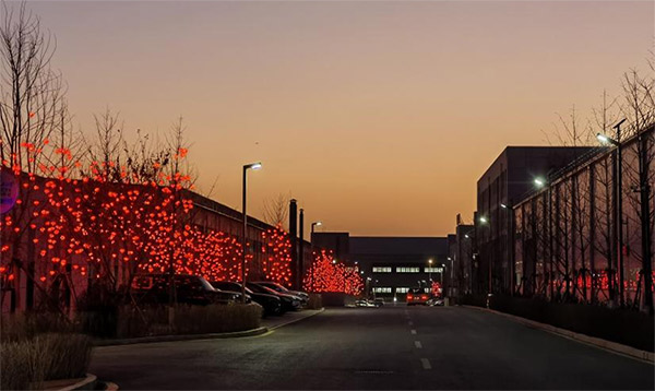 張燈結彩迎新年 亮化裝扮美園區(qū)